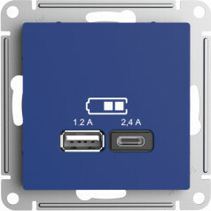 Розетка USB для зарядки A+C, Аквамарин, AtlasDesign SE ATN001139