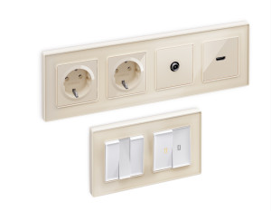 Рамка 3 местная стекло органическое, Бежевый, ALFA Arctic Ambrella Volt AF580303