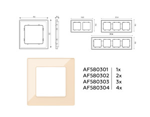 Рамка 3 местная стекло органическое, Бежевый, ALFA Arctic Ambrella Volt AF580303