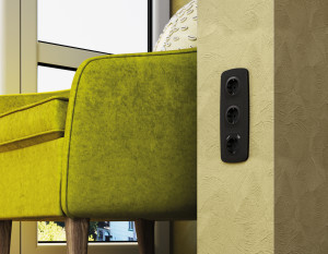 Рамка 3 местная пластик, Черный матовый, OMEGA Ecta Ambrella Volt OF140703