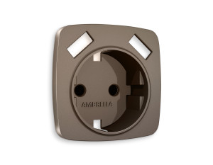 Лицевая панель розетки с З/К и USB зарядкой А+А с шторками, Темная бронза матовый, OMEGA Quant Ambrella Volt OP6390