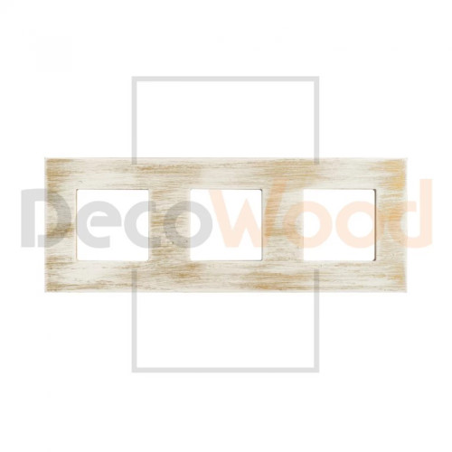 Рамка 3 местная деревянная под электрику ABB Zenit, Белый/Золото, DecoWood РЗМ3-БЗ