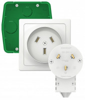 Силовой комплект (розетка, вилка, монтажная коробка) 2Р+N 32А 250В, Белый, Blanca SE BLNSK013231