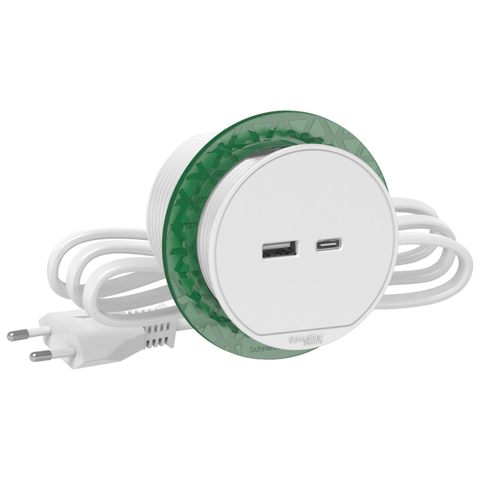 Настольный встраив. розеточный блок USB тип (А+С), Белый, Unica System+ SE INS44008