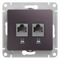 Розетка компьютерная 2-ая RJ45 Cat. 5e, Сиреневый туман, Glossa SE GSL001485KK