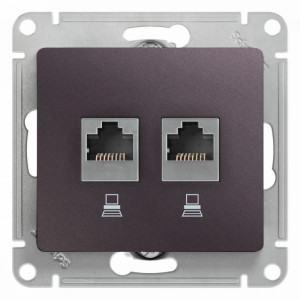 Розетка компьютерная 2-ая RJ45 Cat. 5e, Сиреневый туман, Glossa SE GSL001485KK