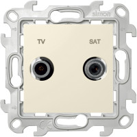 Розетка телевизионная TV-SAT проходная, Слоновая кость, Simon 24 2410485-031