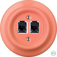 Розетка комп. фарфоровая RJ45 cat.6е, лосось глянцевый, Katy Paty PNSAGsCat6 