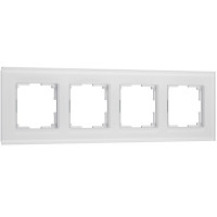 Рамка 4 местная стекло soft-touch, Белый матовый, Senso Werkel W0043101