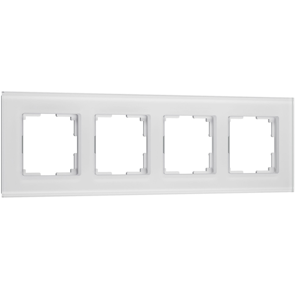 Рамка 4 местная стекло soft-touch, Белый матовый, Senso Werkel W0043101