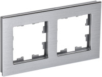 Рамка 2 местная, металл, Алюминий, Brite IEK BR-M22-M-K47