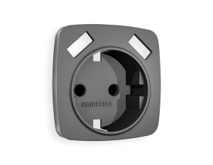 Лицевая панель розетки с З/К и USB зарядкой А+А с шторками, Антрацит серый, OMEGA Quant Ambrella Volt OP6590