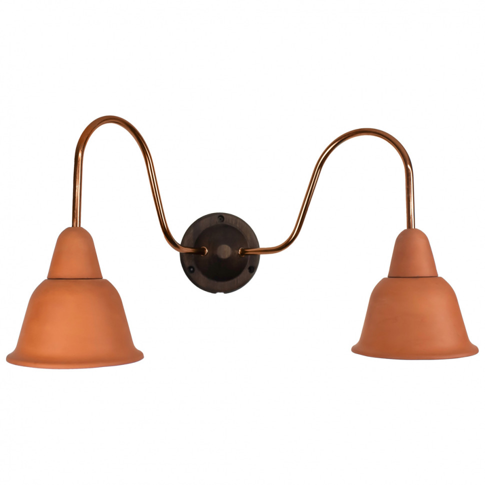 Бра 2-х рожковый Campana. Терракотовый керамический плафон в сочетание с медью. BS1-22-3636/34/18