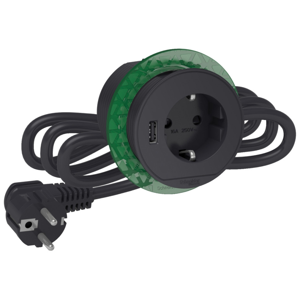 Настольный встраив. розеточный блок с З/К + USB, Антрацит, Unica System+ SE INS44005