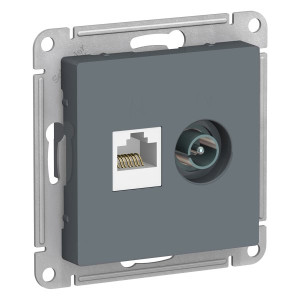 Розетка комп.+тв. RJ45+TV Cat. 5e, Грифель, AtlasDesign SE ATN000789