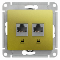 Розетка компьютерная 2-ая RJ45 Cat. 5e, Фисташковый, Glossa SE GSL001085KK