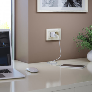 Розетка двойная с З/К без шторок 16А 250В, Слоновая кость, Werkel W1172003