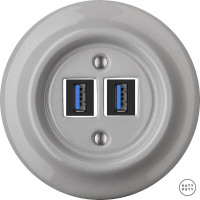 Розетка USB для зарядки, бетон глянцевый, Katy Paty CAGsUSBb 