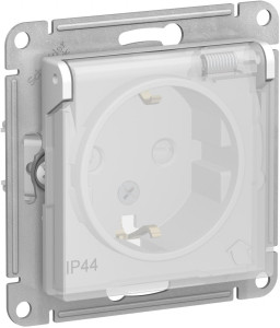 Розетка с З/К с крышкой, влагозащищенная IP44, Белый, AtlasDesign Aqua SE ATN440146