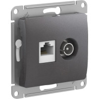 Розетка комп.+тв. RJ45+TV Cat. 5e, Графит, Glossa SE GSL001389