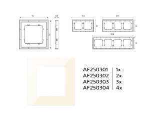 Рамка 4 местная пластик, Бежевый глянец, ALFA Qubi Ambrella Volt AF250304