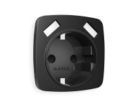 Лицевая панель розетки с З/К и USB зарядкой А+А с шторками, Черный матовый, OMEGA Quant Ambrella Volt OP8090