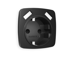 Лицевая панель розетки с З/К и USB зарядкой А+А с шторками, Черный матовый, OMEGA Quant Ambrella Volt OP8090
