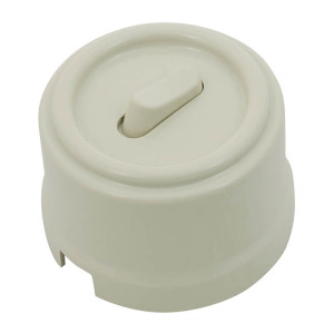 Выключатель пластиковый кнопочный 1 кл. перекрестный, слоновая кость, Bironi B1-223-211