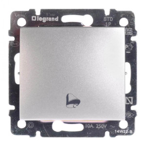 Кнопка без фиксации "звонок", алюминий, Valena Classic Legrand 770216