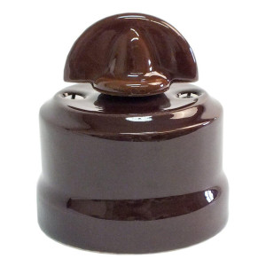 Выключатель керамический поворотный на 2 положения, цв. коричневый с ручкой-монеткой, EDISEL Verona KVMSw1-K03