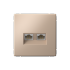 Розетка компьютерная 2-ая RJ45 Cat. 5e, Песочный, ArtGallery SE GAL001285