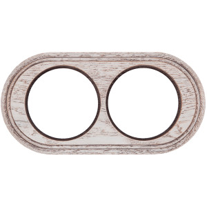 Рамка 2 местная деревянная на бревно D260 мм, овал, Дуб выбеленный/Корич. патина, Salvador НО12ВДК260