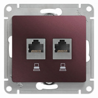 Розетка компьютерная 2-ая RJ45 Cat. 5e, Баклажанный, Glossa SE GSL001185KK