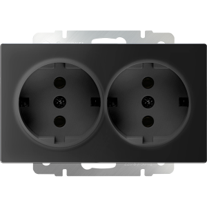 Розетка двойная с З/К без шторок 16А 250В, Черный матовый, Werkel W1172008