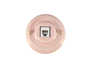 Розетка телефонная RJ11, керамика, Розовый Rosa, золотистая фурнитура, Leanza РТДЗ