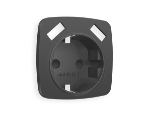 Лицевая панель розетки с З/К и USB зарядкой А+А с шторками, Графит Мягкое касание, OMEGA Quant Ambrella Volt OP9090