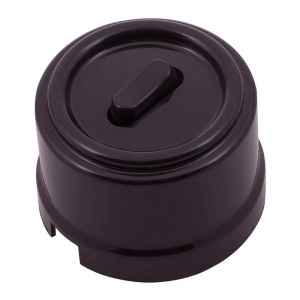Выключатель пластиковый кнопочный 1 кл. перекрестный, коричневый, Bironi B1-223-22