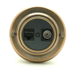 Розетка тел+комп TV+RJ45, металл, Черный\Бронза, Petrucci 400BBR
