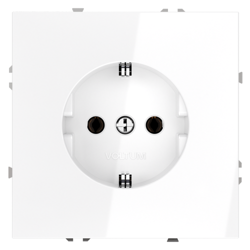 Розетка c З/К, Белый глянцевый, Voltum S70 VLS040101