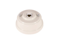 Розетка комп. RJ45 cat.6, керамика, белый bianco, серебристая фурнитура, Leanza РК6БС