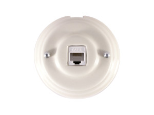 Розетка комп. RJ45 cat.6, керамика, Белый Вianco, серебристая фурнитура, Leanza РК6БС