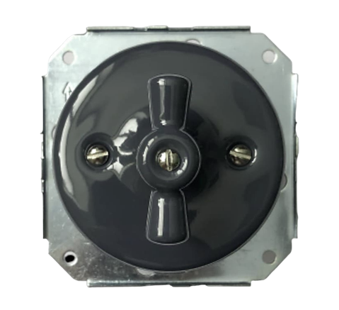 Выключатель керамика 2 кл. (4 положения), Серый, Retrika Colony CG01-10