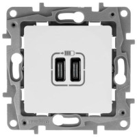 Розетка USB для зарядки, белая, Etika Legrand 672235