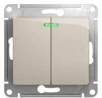 Выключатель 2 кл. с подсветкой, Молочный, Glossa SE GSL000953