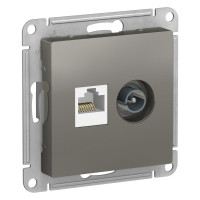 Розетка комп.+тв. RJ45+TV Cat. 5e, Сталь, AtlasDesign SE ATN000989