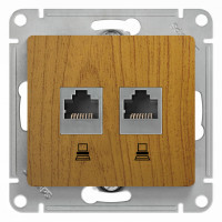 Розетка компьютерная 2-ая RJ45 Cat. 5e, Дуб, Glossa SE GSL000585KK