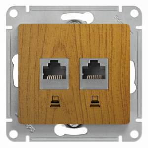 Розетка компьютерная 2-ая RJ45 Cat. 5e, Дуб, Glossa SE GSL000585KK