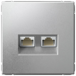 Розетка компьютерная 2-я RJ45 Cat. 5e, Алюминий, ArtGallery SE GAL000388