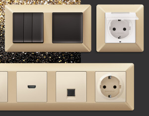 Рамка 4 местная пластик, Шампань, ALFA Line Ambrella Volt AF110604