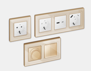 Рамка 3 местная стекло органическое, Бежевый/Шампань, ALFA Arctic Ambrella Volt AF580343